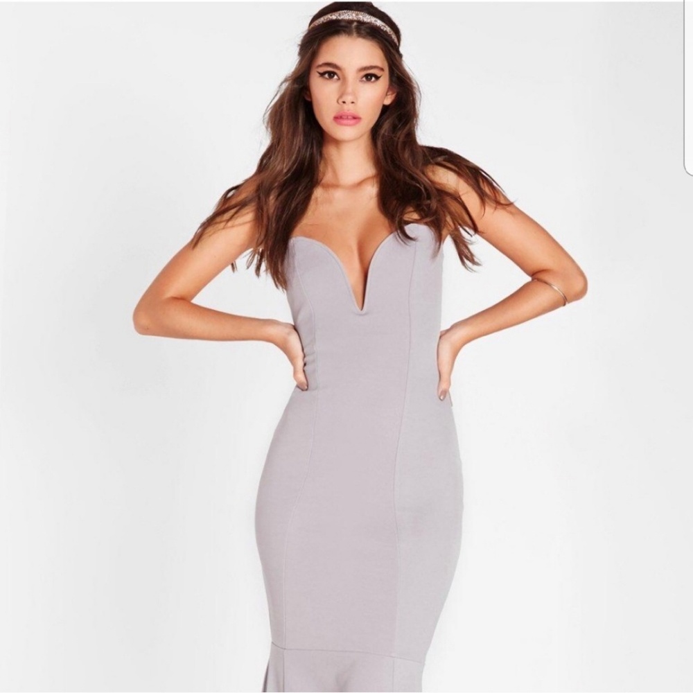 Bardot fishtail maxi dress